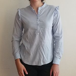 Blue polka-dot button-down shirt